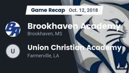 Recap: Brookhaven Academy  vs. Union Christian Academy 2018