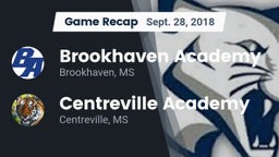 Recap: Brookhaven Academy  vs. Centreville Academy  2018