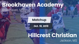 Matchup: Brookhaven Academy vs. Hillcrest Christian  2019