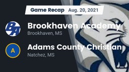 Recap: Brookhaven Academy  vs. Adams County Christian  2021
