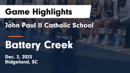 John Paul II Catholic School vs Battery Creek  Game Highlights - Dec. 2, 2023
