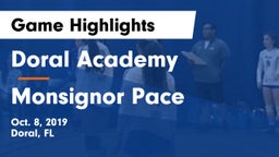 Doral Academy  vs Monsignor Pace Game Highlights - Oct. 8, 2019