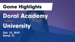 Doral Academy  vs University  Game Highlights - Oct. 12, 2019