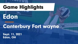 Edon  vs Canterbury Fort wayne Game Highlights - Sept. 11, 2021