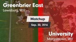 Matchup: Greenbrier East vs. University  2015