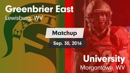 Matchup: Greenbrier East vs. University  2016