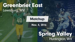 Matchup: Greenbrier East vs. Spring Valley  2016