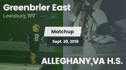 Matchup: Greenbrier East vs. ALLEGHANY,VA H.S. 2018