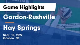 Gordon-Rushville  vs Hay Springs  Game Highlights - Sept. 10, 2022