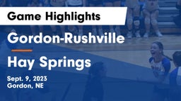 Gordon-Rushville  vs Hay Springs  Game Highlights - Sept. 9, 2023