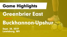 Greenbrier East  vs Buckhannon-Upshur Game Highlights - Sept. 28, 2019