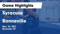 Syracuse  vs Bonneville  Game Highlights - Nov. 23, 2021