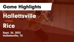 Hallettsville  vs Rice  Game Highlights - Sept. 26, 2023
