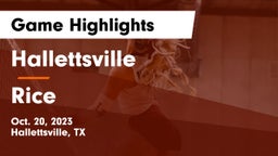 Hallettsville  vs Rice  Game Highlights - Oct. 20, 2023