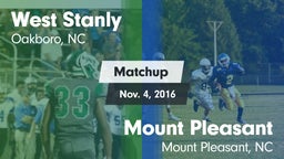 Matchup: West Stanly vs. Mount Pleasant  2016