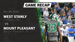 Recap: West Stanly  vs. Mount Pleasant  2016