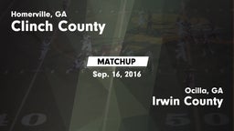 Matchup: Clinch County vs. Irwin County  2016