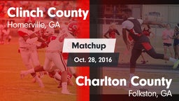 Matchup: Clinch County vs. Charlton County  2016