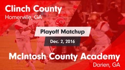 Matchup: Clinch County vs. McIntosh County Academy  2016