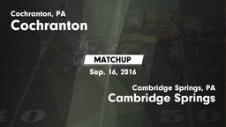 Matchup: Cochranton vs. Cambridge Springs  2016