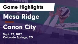 Mesa Ridge  vs Canon City  Game Highlights - Sept. 22, 2022