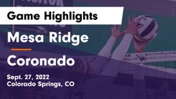 Mesa Ridge  vs Coronado  Game Highlights - Sept. 27, 2022