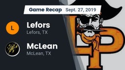 Recap: Lefors  vs. McLean  2019