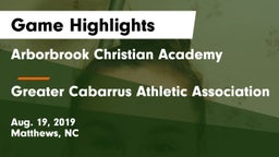 Arborbrook Christian Academy vs Greater Cabarrus Athletic Association Game Highlights - Aug. 19, 2019