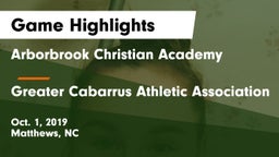 Arborbrook Christian Academy vs Greater Cabarrus Athletic Association Game Highlights - Oct. 1, 2019