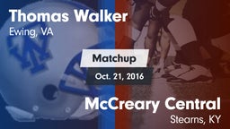 Matchup: Walker vs. McCreary Central  2016