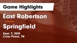 East Robertson  vs Springfield  Game Highlights - Sept. 9, 2020