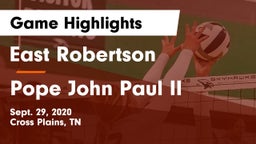 East Robertson  vs Pope John Paul II  Game Highlights - Sept. 29, 2020