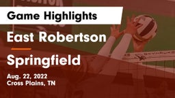 East Robertson  vs Springfield  Game Highlights - Aug. 22, 2022