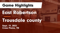East Robertson  vs Trousdale county  Game Highlights - Sept. 19, 2022
