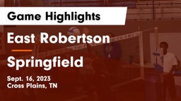 East Robertson  vs Springfield  Game Highlights - Sept. 16, 2023