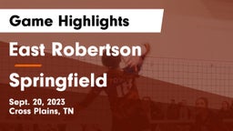 East Robertson  vs Springfield  Game Highlights - Sept. 20, 2023