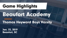 Beaufort Academy vs Thomas Heyward Boys Varsity Game Highlights - Jan. 22, 2019