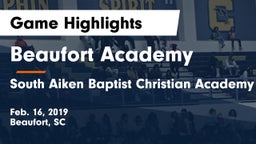 Beaufort Academy vs South Aiken Baptist Christian Academy Game Highlights - Feb. 16, 2019