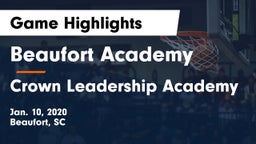 Beaufort Academy vs Crown Leadership Academy Game Highlights - Jan. 10, 2020