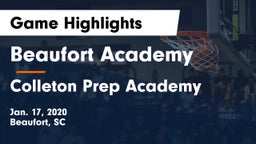 Beaufort Academy vs Colleton Prep Academy Game Highlights - Jan. 17, 2020