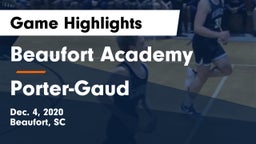 Beaufort Academy vs Porter-Gaud  Game Highlights - Dec. 4, 2020