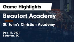 Beaufort Academy vs St. John's Christian Academy  Game Highlights - Dec. 17, 2021