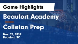Beaufort Academy vs Colleton Prep Game Highlights - Nov. 28, 2018