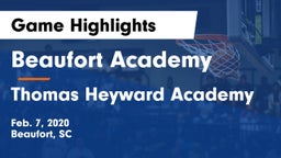 Beaufort Academy vs Thomas Heyward Academy Game Highlights - Feb. 7, 2020