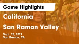 California  vs San Ramon Valley Game Highlights - Sept. 28, 2021