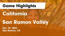 California  vs San Ramon Valley  Game Highlights - Oct. 29, 2022