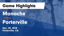 Monache  vs Porterville  Game Highlights - Dec. 28, 2018