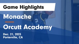Monache  vs Orcutt Academy Game Highlights - Dec. 21, 2023