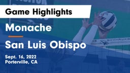 Monache  vs San Luis Obispo  Game Highlights - Sept. 16, 2022