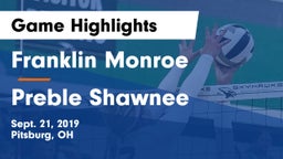 Franklin Monroe  vs Preble Shawnee  Game Highlights - Sept. 21, 2019